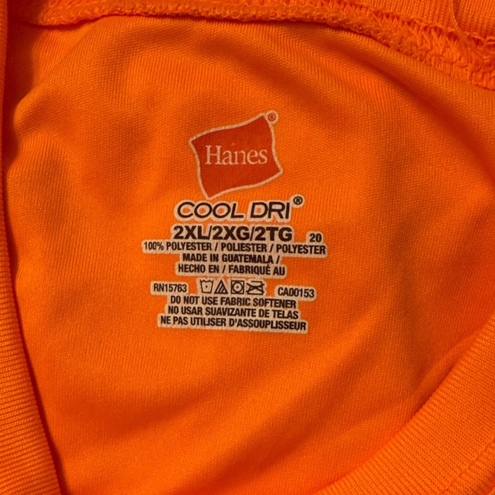 5 Hanes Cool DRI Bright Orange Long Sleeve Fishing Hunting Shirts sz 2XL